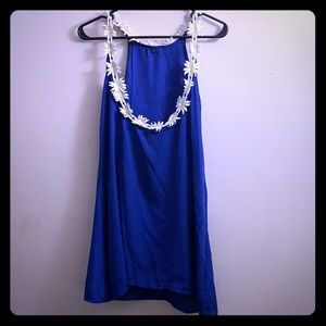 Blue dress with daisy neck
